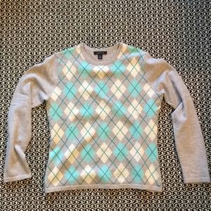 Cashmere Sweater - Lands' End Argyle Wm Sz S